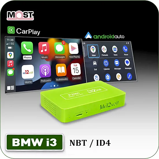 CarPlay / Android Auto / Mirrorlink MOST Interface voor BMW i3 NBT / ID4 (10,25")