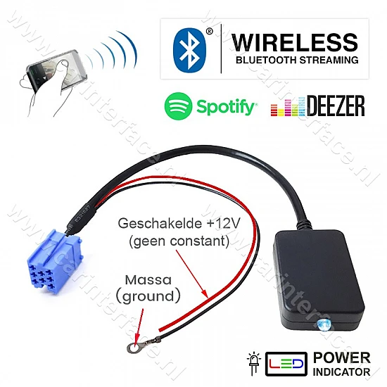Blaupunkt Bluetooth naar AUX streaming adapter Bluetooth naar AUX streaming adapter voor aftermarket Blaupunkt, Becker, Philips en VDO autoradio's (8-pin)