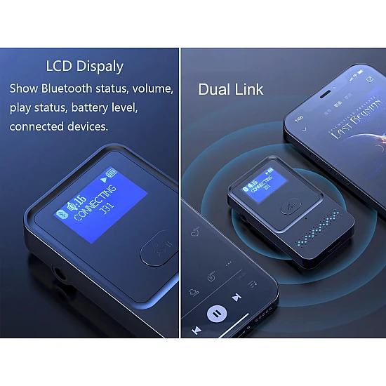 Bluetooth naar AUX zender/ontvanger voor draadloos muziek streamen en handsfree bellen Bluetooth naar AUX zender/ontvanger voor draadloos muziek streamen en handsfree bellen