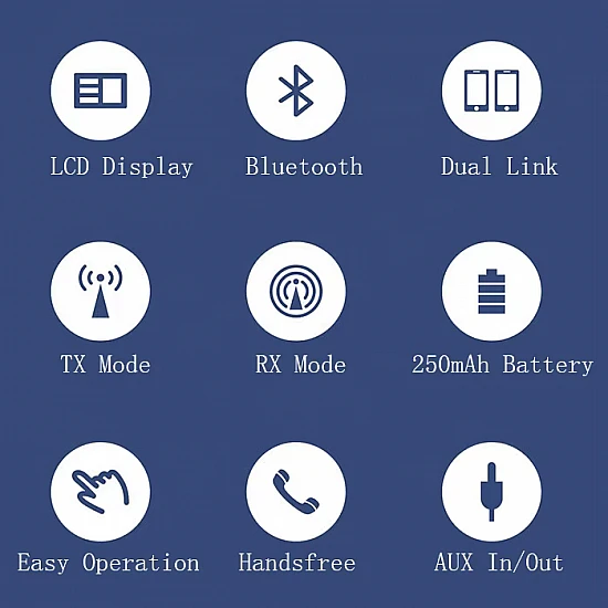 Bluetooth naar AUX zender/ontvanger voor draadloos muziek streamen en handsfree bellen Bluetooth naar AUX zender/ontvanger voor draadloos muziek streamen en handsfree bellen