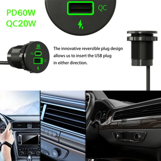 USB-A en USB-C inbouw lader, stekkerdoos, Quick Charge 3.0 60W USB-A en USB-C inbouw lader, stekkerdoos, Quick Charge 3.0 60W