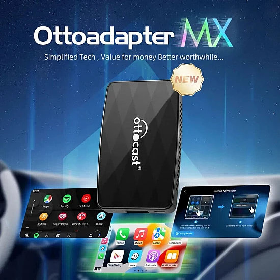 Ottocast Ottoadapter MX draadloze Apple CarPlay / Android Auto / Mirroring adapter 3 in 1 Ottocast Ottoadapter MX draadloze Apple CarPlay / Android Auto / Mirroring adapter 3 in 1