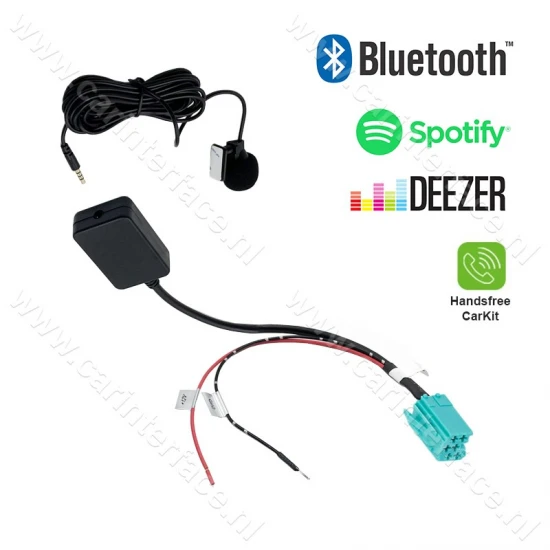 Bluetooth naar AUX, streamen + handsfree carkit interface / adapter voor Renault autoradio's (6-pin) Bluetooth naar AUX, streamen + handsfree carkit interface / adapter voor Renault autoradio's (6-pin)