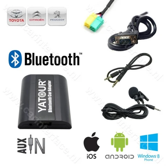 Yatour AUX ingang, Bluetooth interface / audio adapter voor af-fabriek Toyota Aygo, Citroën C1 en Peugeot 107 autoradio's (YT-BTA-TOY3) Yatour AUX ingang, Bluetooth interface / audio adapter voor af-fabriek Toyota Aygo, Citroën C1 en Peugeot 107 autoradio's (YT-BTA-TOY3)