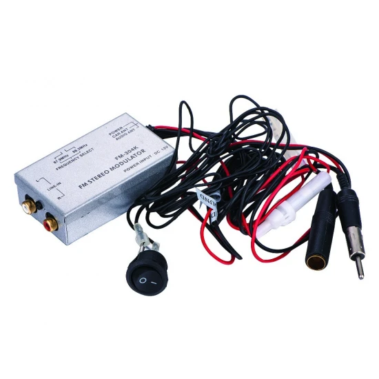 AUX IN via the universal wired FM modulator / transmitter over the antenna cable for various car radios