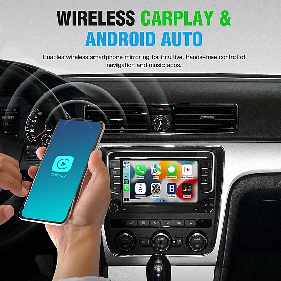 Wireless Carplay / Android Auto, 7" HD, 2 din autoradio voor Volkswagen Polo Golf Passat, Seat, Skoda met DAB+ Wireless Carplay / Android Auto, 7" HD, 2 din autoradio voor Volkswagen Polo Golf Passat, Seat, Skoda met DAB+