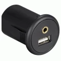 USB en AUX inbouw stekkerdoos met 2 meter verlengkabel USB en AUX inbouw stekkerdoos met 2 meter verlengkabel