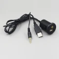 USB en AUX inbouw stekkerdoos met 2 meter verlengkabel USB en AUX inbouw stekkerdoos met 2 meter verlengkabel