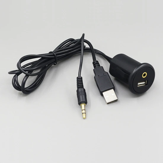 USB en AUX inbouw stekkerdoos met 2 meter verlengkabel USB en AUX inbouw stekkerdoos met 2 meter verlengkabel