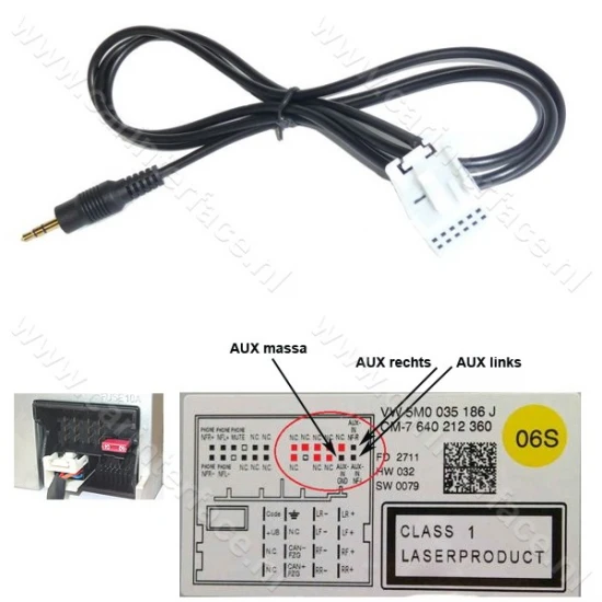 12-pin AUX kabel voor o.a. MFD3, RCD 210, RCD 310, RCD 510, RNS 310, RNS 510 en RNS-E 12-pin AUX kabel voor o.a. MFD3, RCD 210, RCD 310, RCD 510, RNS 310, RNS 510 en RNS-E