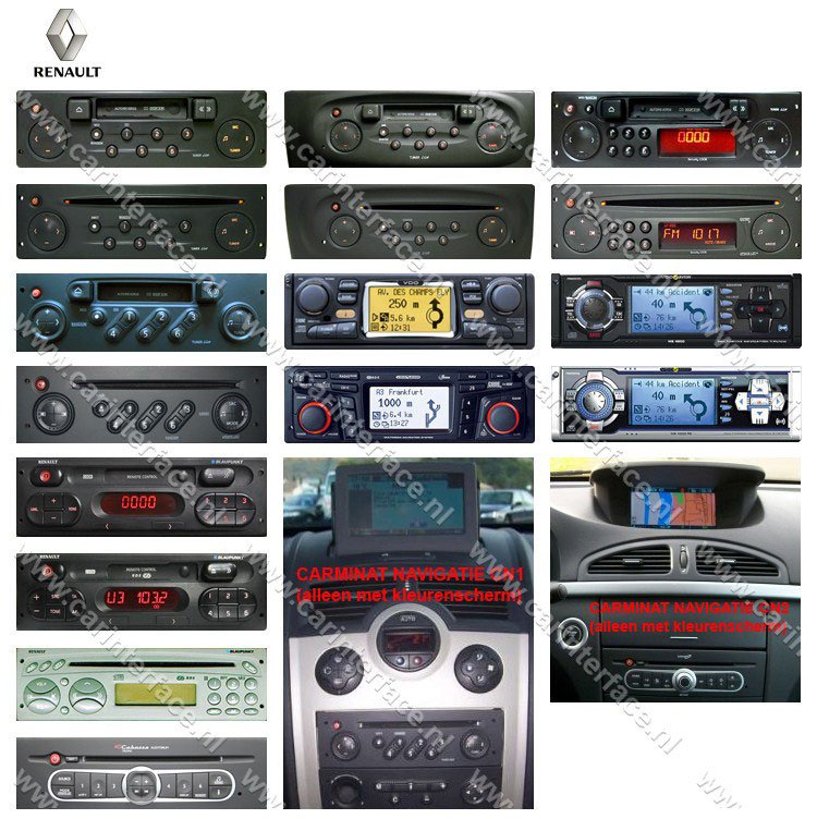 RENAULT car radios and navigation systems supported by Mantson MN-BUA-REN8