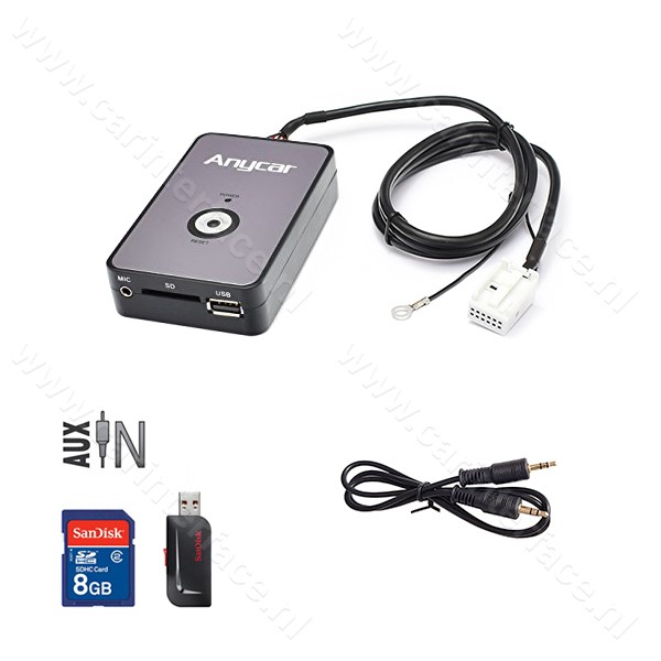 Anycar USB, SD, AUX ingang, MP3 interface adapter voor Audi autoradio's (AL-1080A-VW12) Anycar USB, SD, AUX ingang, MP3 interface adapter voor Audi autoradio's (AL-1080A-VW12)
