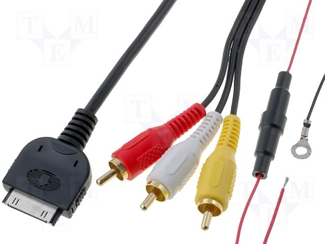30-pin iPod / iPhone naar RCA Audio & Video interface adapter kabel met laadfunctie 30-pin iPod / iPhone naar RCA Audio & Video interface adapter kabel met laadfunctie